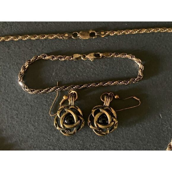 Italy 925 PT Necklace, Milor 925 Italy Bracelet and Metal Infinity hook earrings - Picture 2 of 6